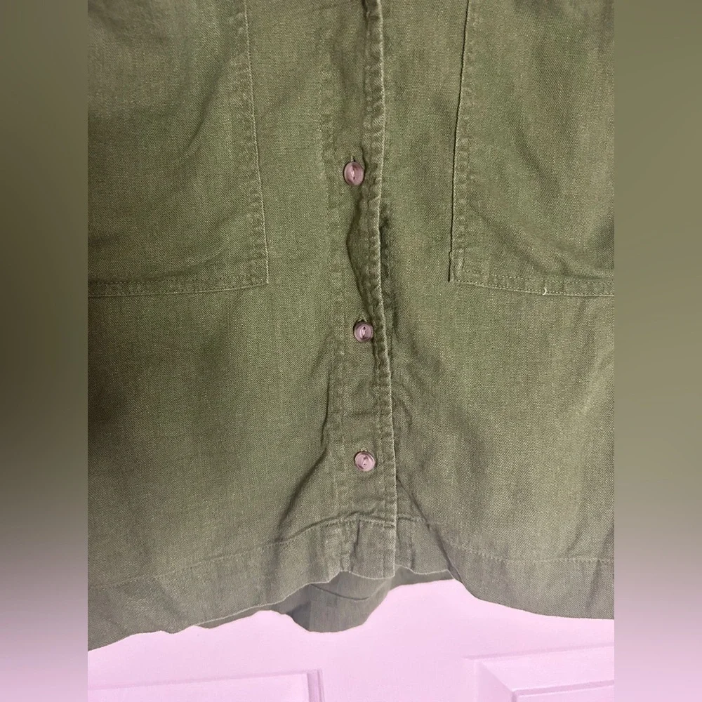 Universal Thread Womens Linen Blend Shirt XXL Green Button Up Top (0278) - Picture 7 of 7